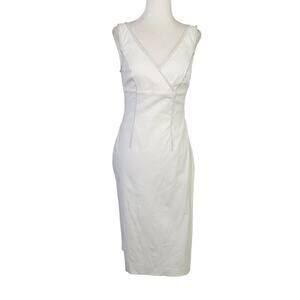 white fitted pencil dress Rachel Pencil Dress in Off White – Glamour Bunny main image 0